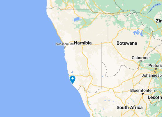 Map showing location of Ombepo wind power Namibia